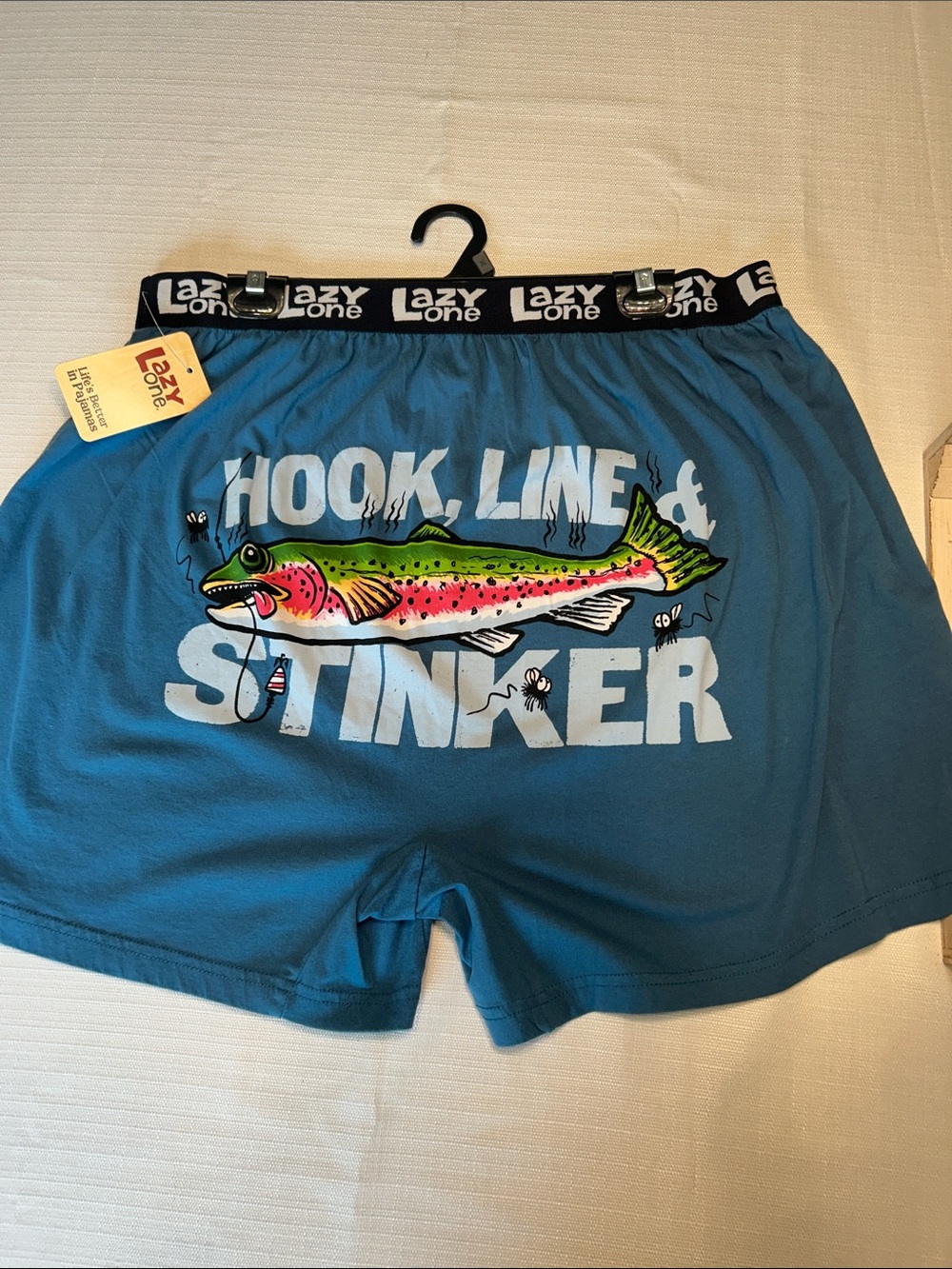 Lazy One Blue Fishing Graphic Boxers